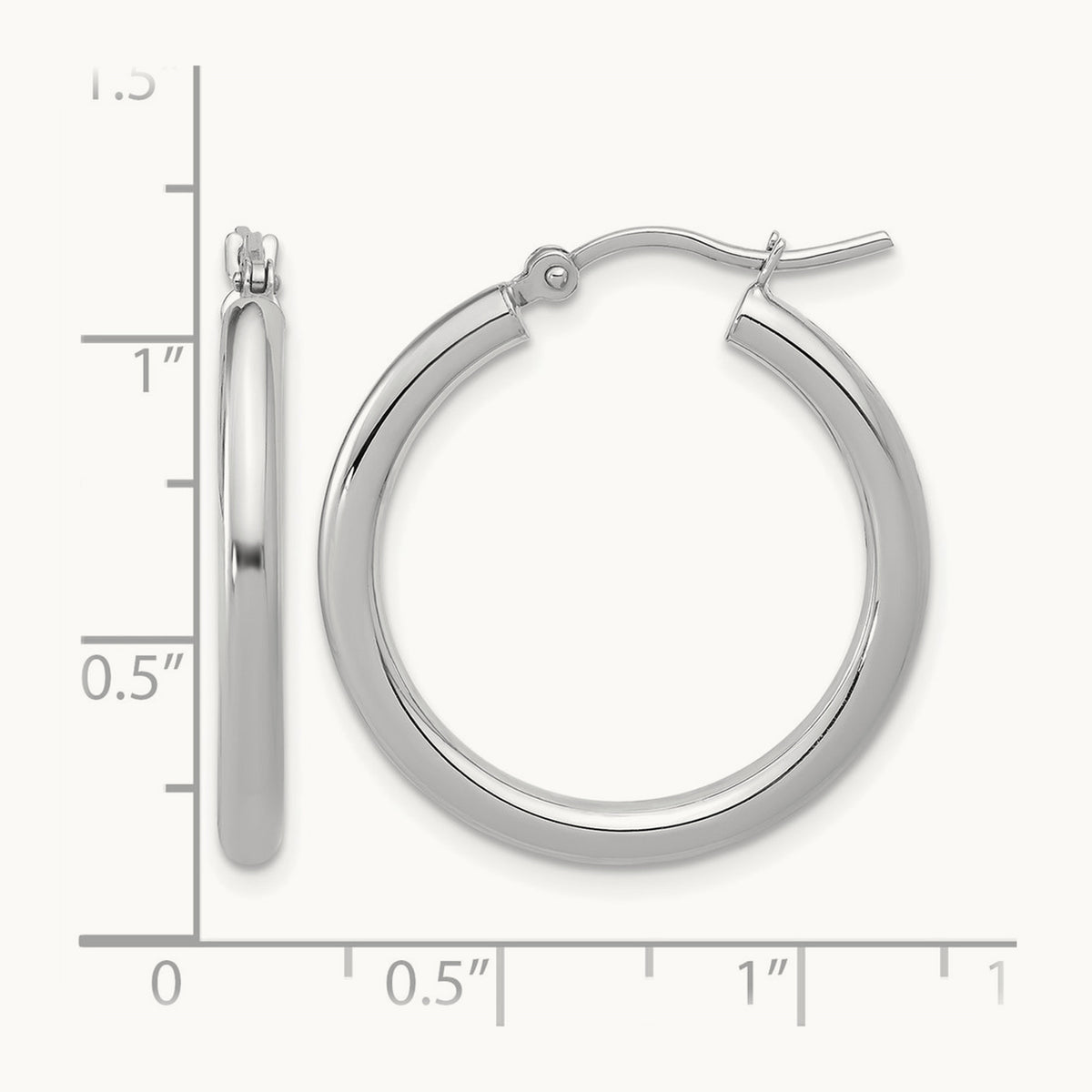 Polished Hinged Hoop Earrings, 10K White Gold — Leslie's