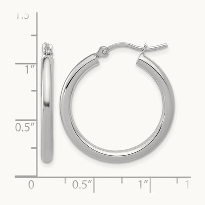 Polished Hinged Hoop Earrings, 10K White Gold — Leslie's