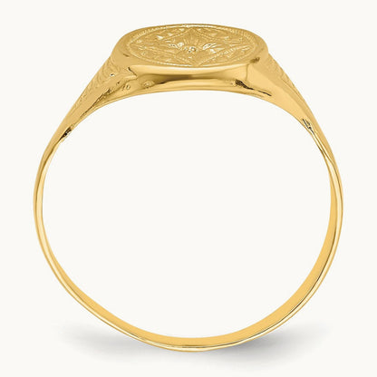 Oval Flower Baby Ring, 14K