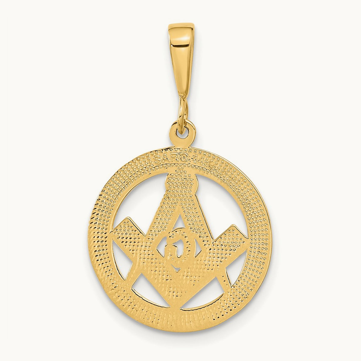 Polished and Textured Masonic Symbol Pendant, 14K