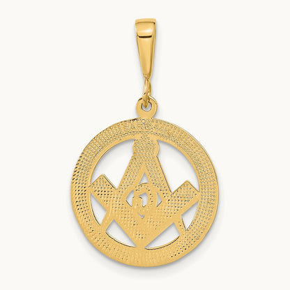 Polished and Textured Masonic Symbol Pendant, 14K