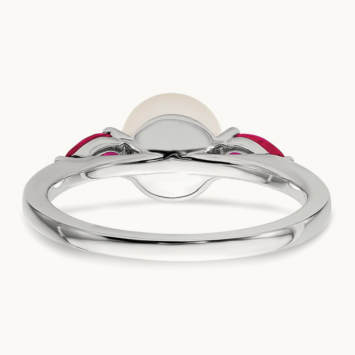 FWC Pearl and Ruby Ring, 14K White Gold
