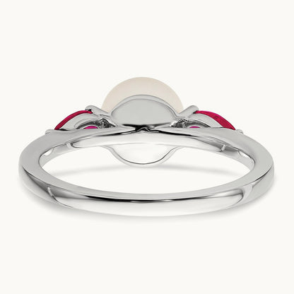 FWC Pearl and Ruby Ring, 14K White Gold