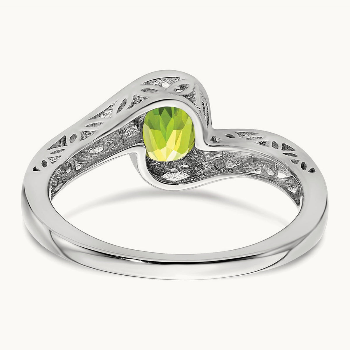 Peridot Bypass Ring, 14K White Gold