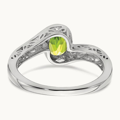 Peridot Bypass Ring, 14K White Gold