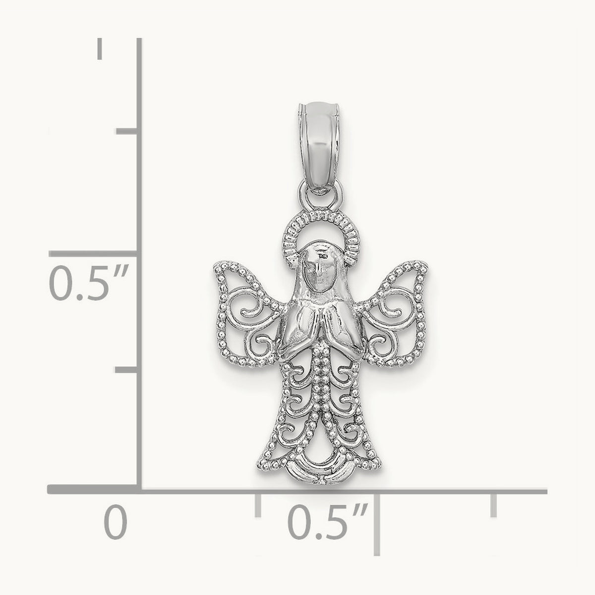 Angel Pendant, 22mm in 14K White Gold