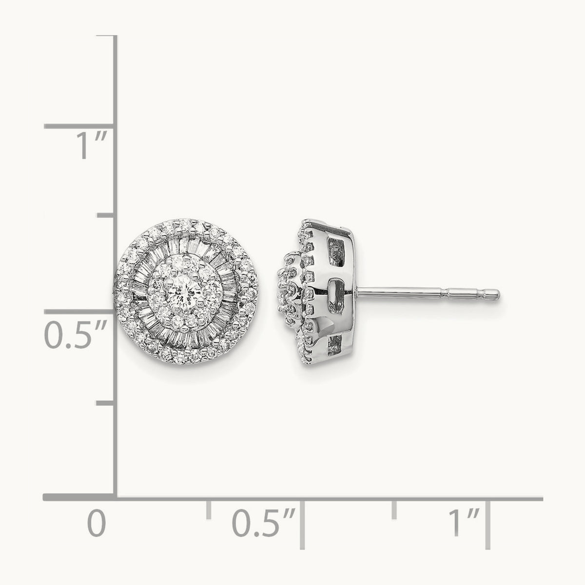 Diamond Cluster Post Earrings, 14K White Gold