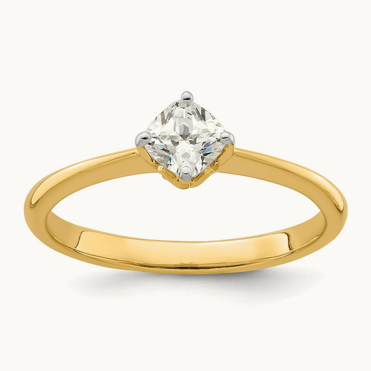 Polish Cushion Leaf Design Semi-Mount Ring — 1/2 ct, 7