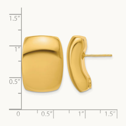 Polished Hollow Puffed Post Earrings, 14K — Leslie's