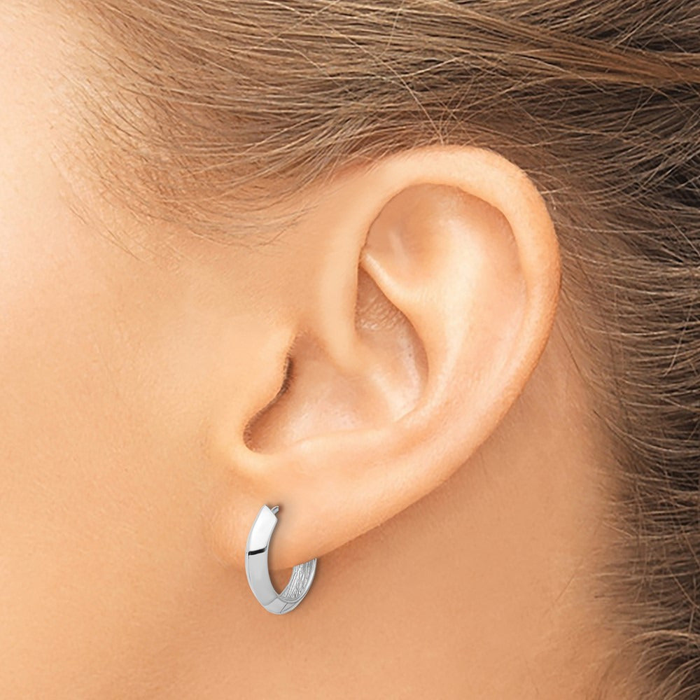 Polished Hinged Huggie Earrings — 10K White Gold