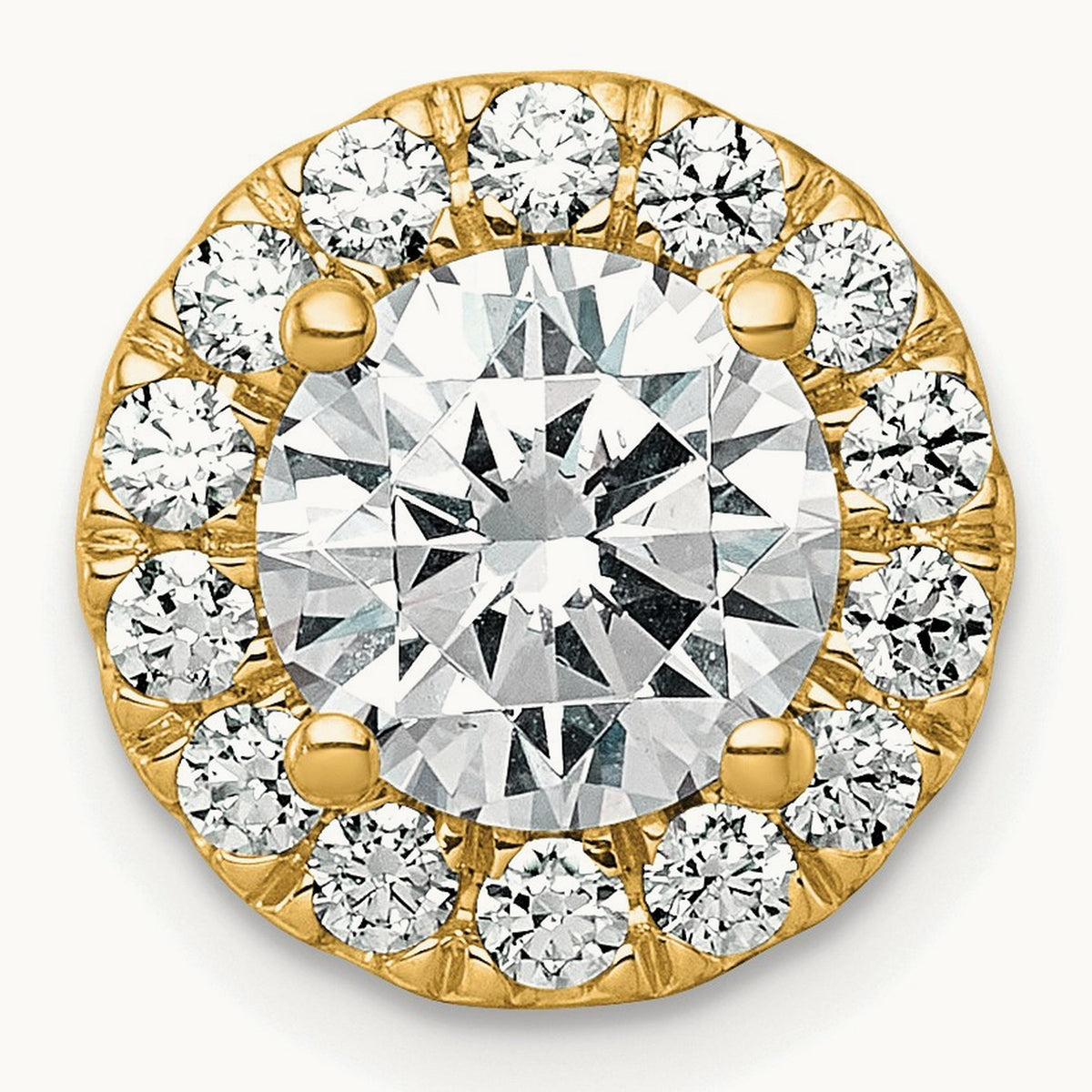 Round Halo Chain Slide Pendant, 0.25-5.00 ct tw Lab-Grown Diamond — 2 1/2 ct, 14K Yellow Gold