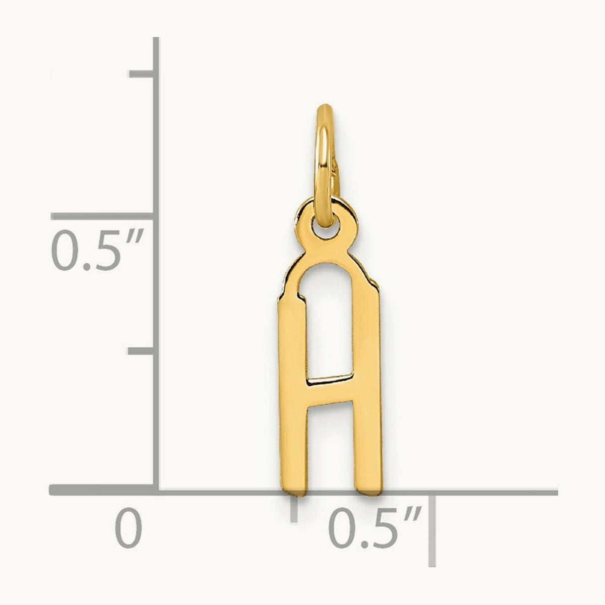 Small Slanted Block Initial Charm — 14K Yellow Gold, H