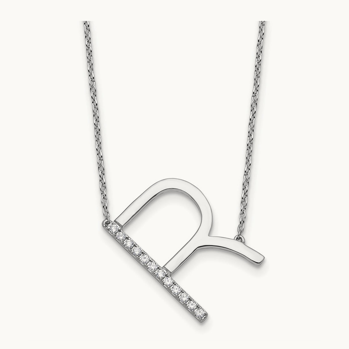 Sideways Diamond Necklace — 14K White Gold, R