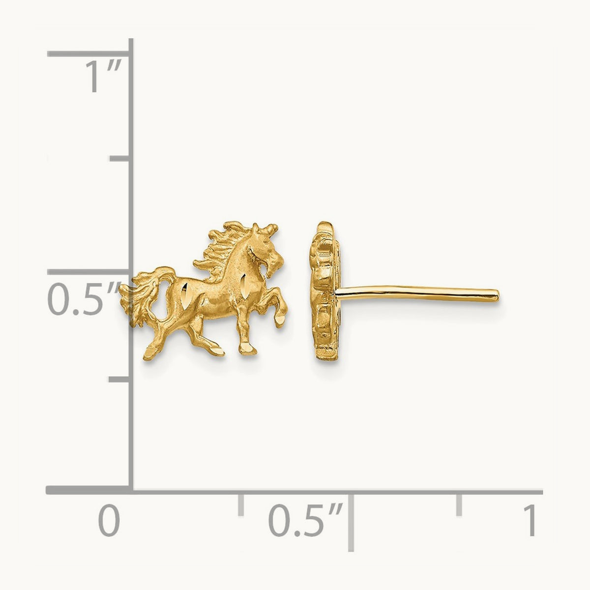 Satin Diamond-cut Unicorn Post Earrings, 14K