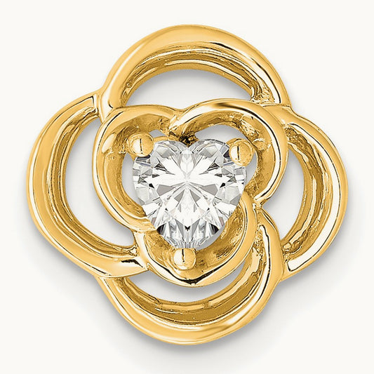 Flower Chain Slide, 0.25 ct tw Lab-Grown Diamond — 14K Yellow Gold