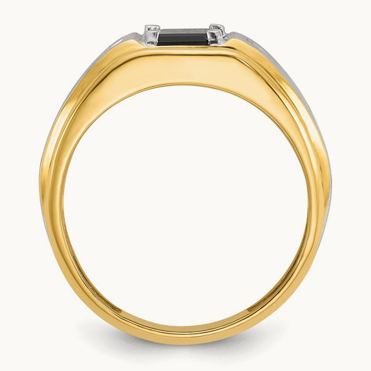 Men's Satin Onyx and Diamond Complete Ring — IBGoodman — photo set
