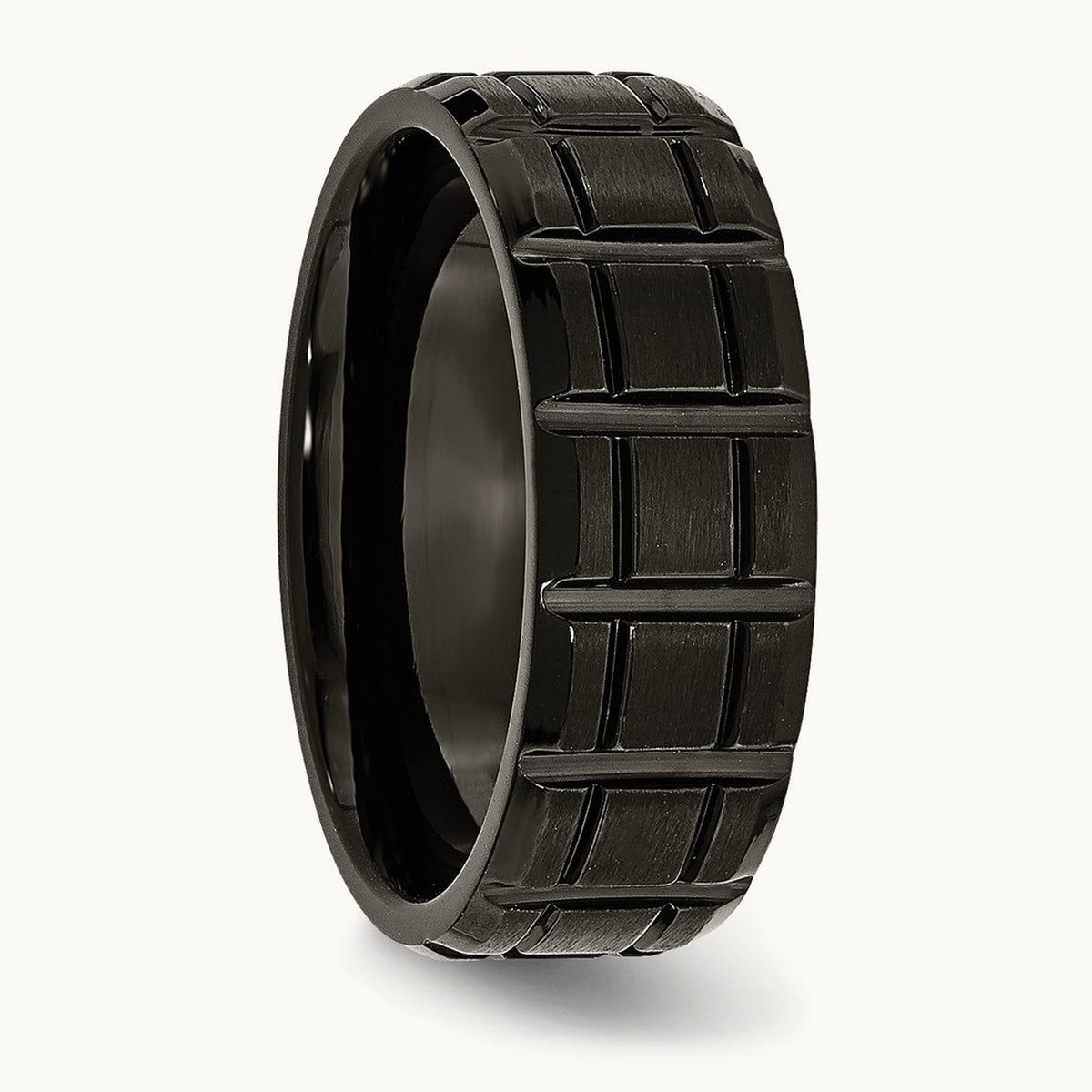 Titanium Brushed and Polished Black IP-plated 8mm Notched Band