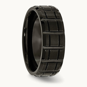 Titanium Brushed and Polished Black IP-plated 8mm Notched Band