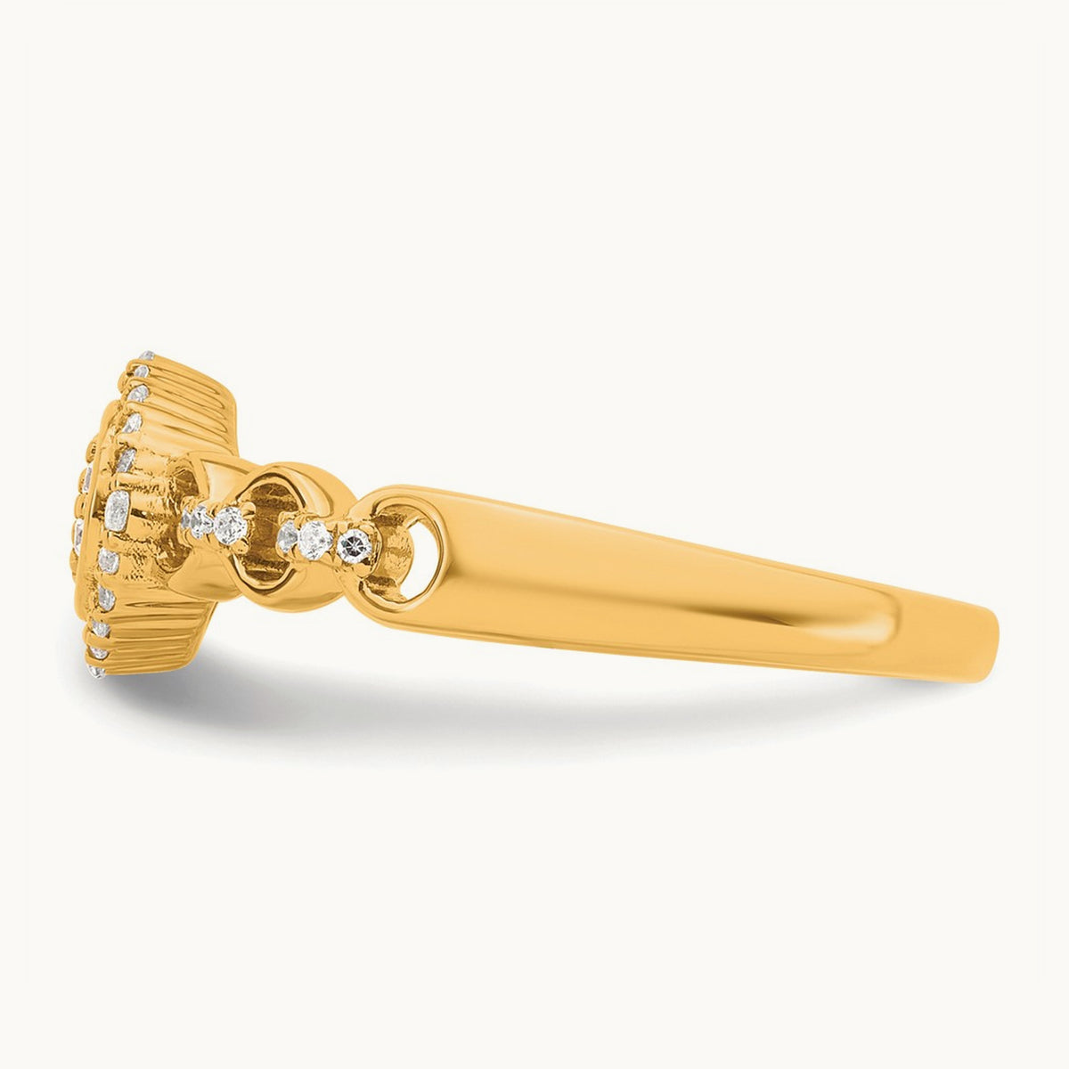 Complete Diamond Round Cluster Halo Engagement Ring — 14K Yellow Gold