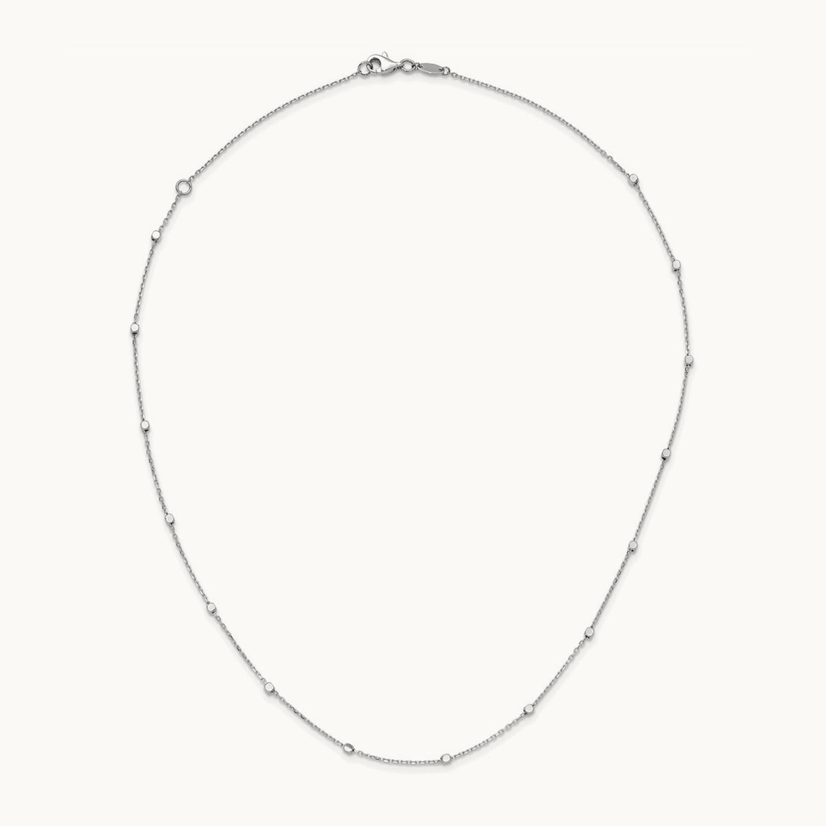 Polished Cube Stations with 2in extension Necklace — 14K White Gold