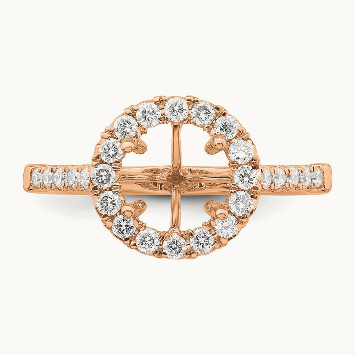 Semi-Mount Engagement Ring, 0.25-0.50 ct tw Lab-Grown Diamond — 1/2 ct (holds 2 ct center) · VS/SI (Great), 14K Rose Gold, 7