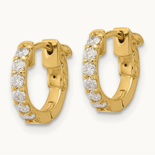 .42ct 12- Round Hoop w/ Safety Clasp Diamond Earrings, 2.0mm, 14K