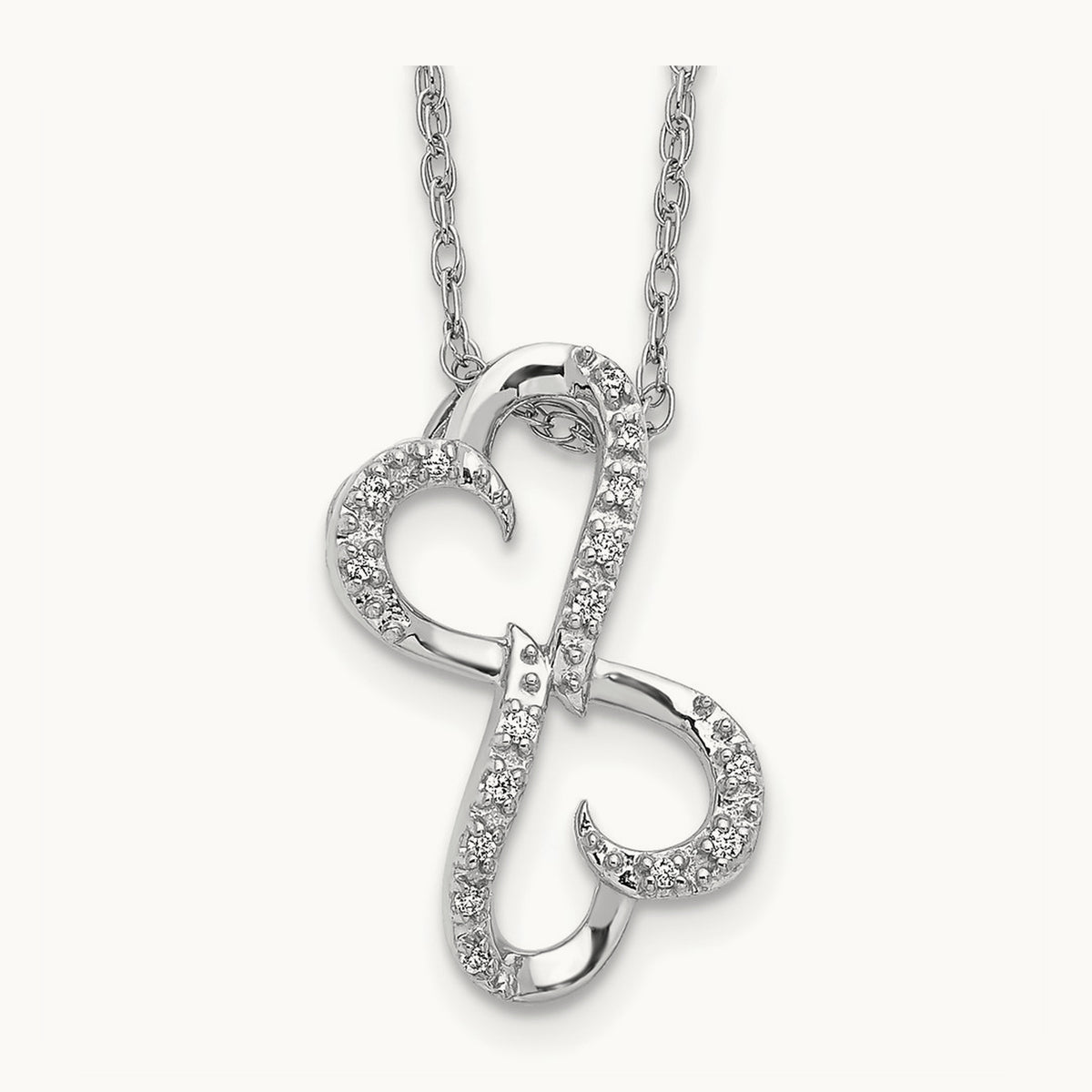 Diamond Heart 18 inch Necklace, 14K White Gold