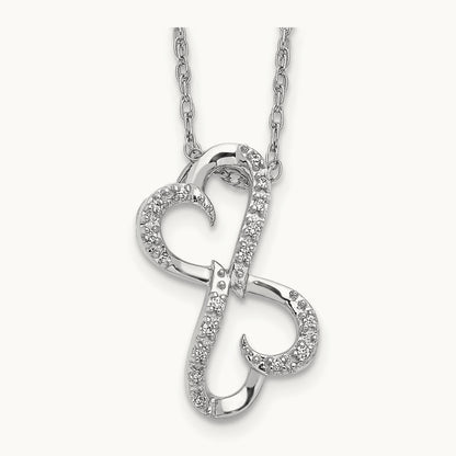 Diamond Heart 18 inch Necklace, 14K White Gold