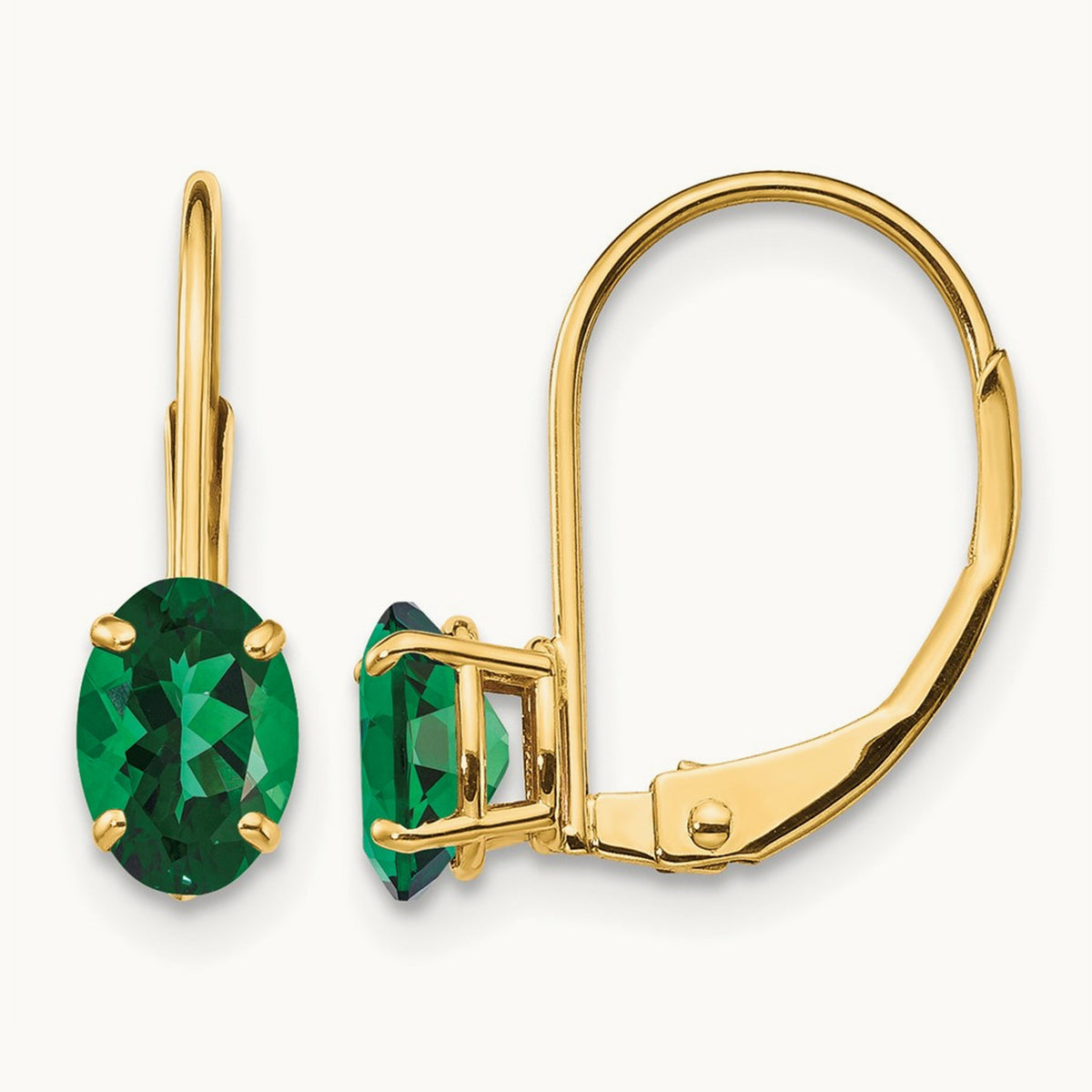 Mount St. Helens Oval Leverback Earrings, 14K