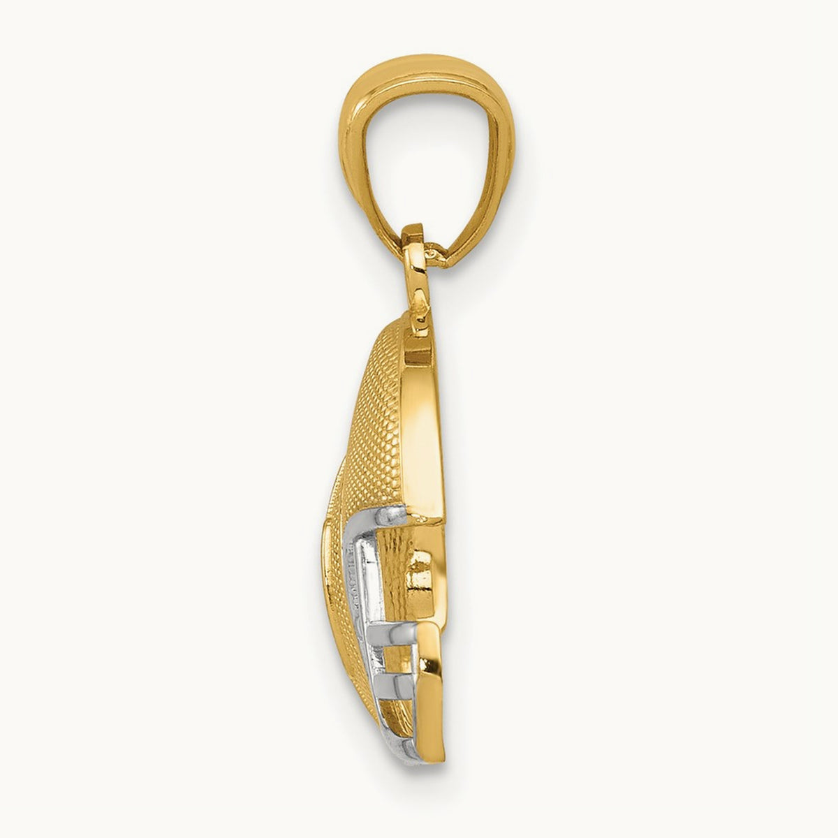 w/Rhodium Satin/Polished Football Helmet Pendant, 14K
