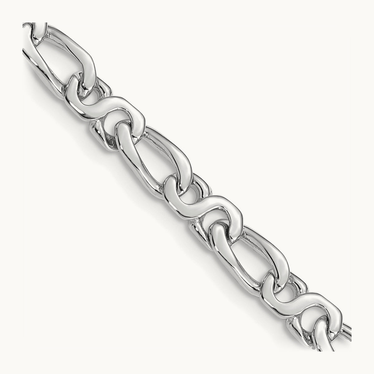White Gold Hand Polished Fancy Link Bracelet — 8 inch