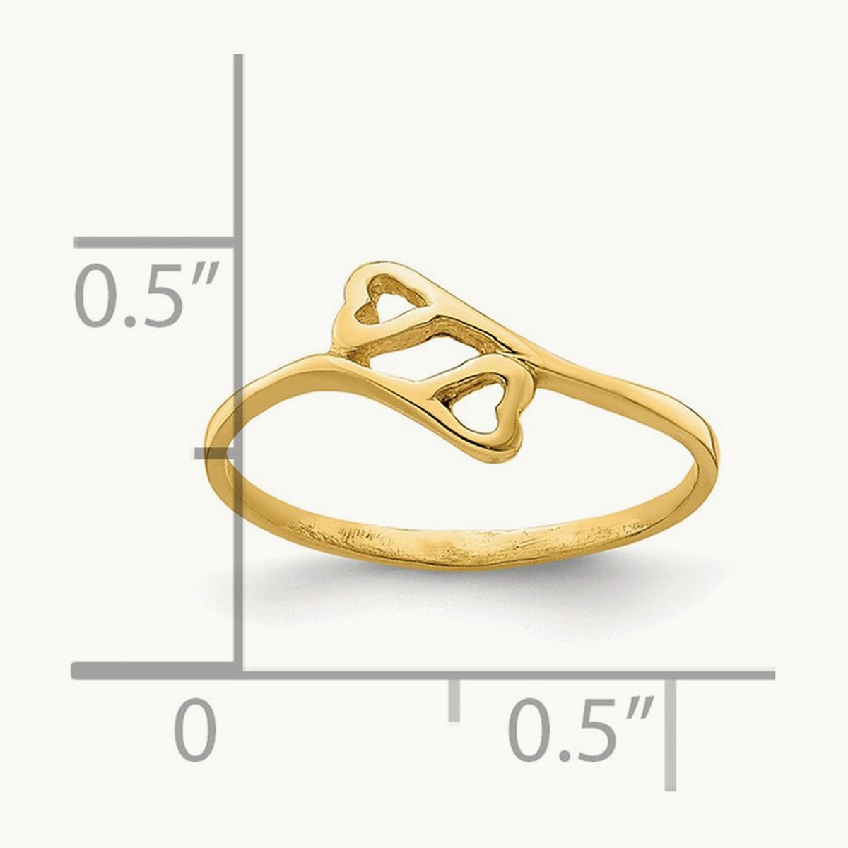 Double Heart Baby Ring, 14K