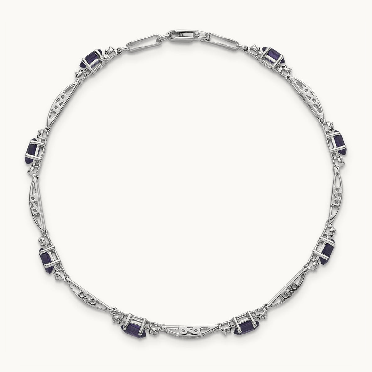 Diamond and Amethyst Bracelet — 14K White Gold