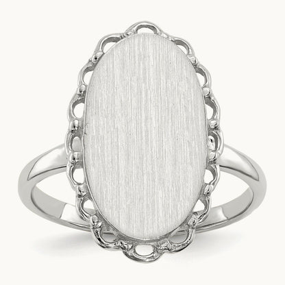 10.5x14. Open Back Signet Ring, 0mm, 14K White Gold