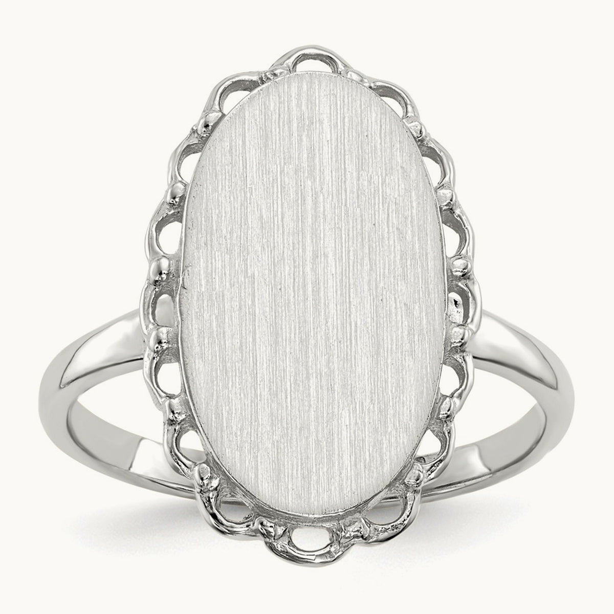 10.5x14. Open Back Signet Ring, 0mm, 14K White Gold