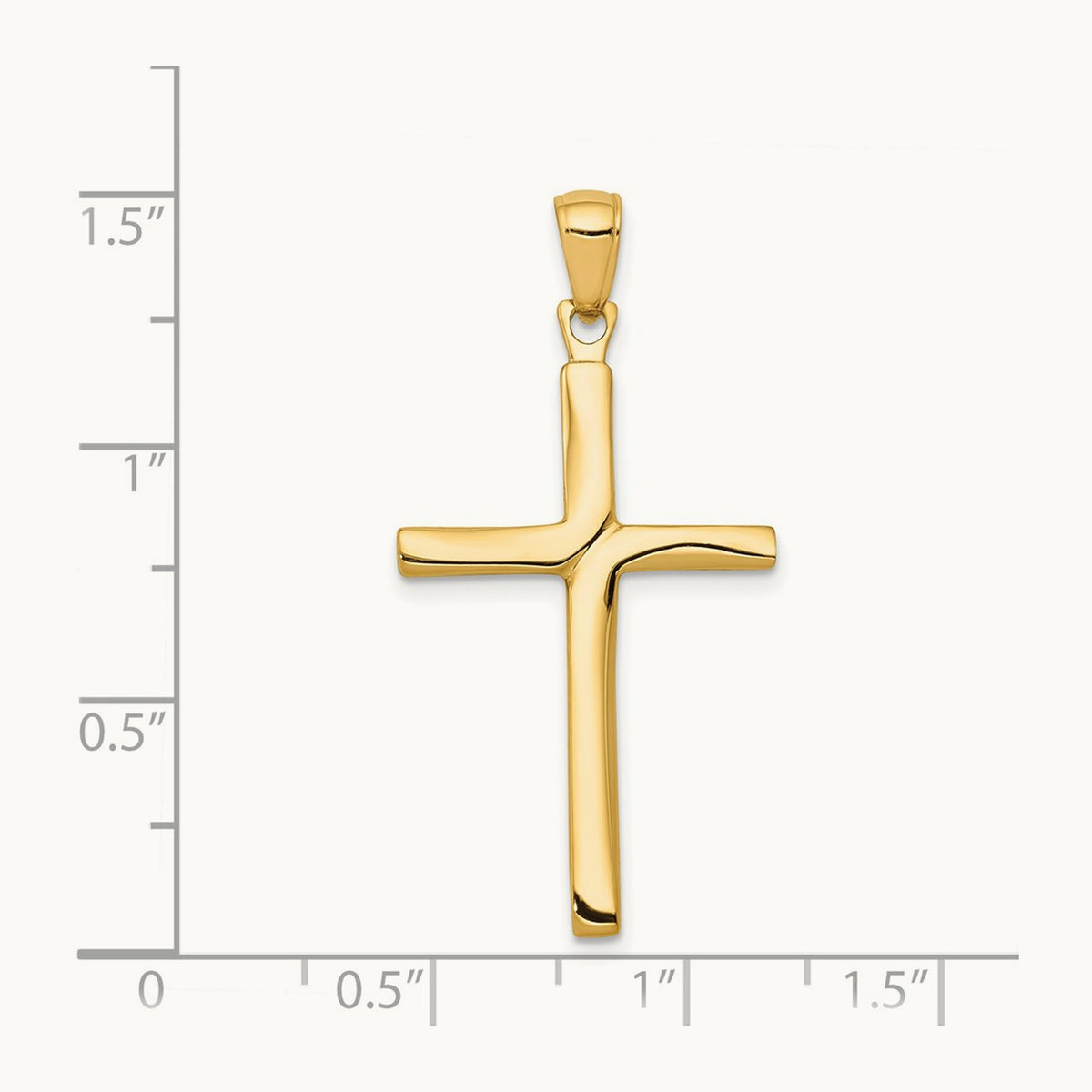 Satin Finish Accent Stick Cross Pendant, 14K