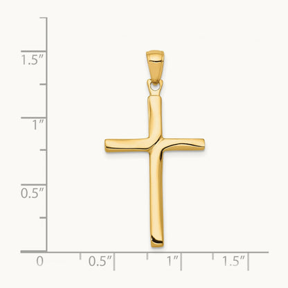 Satin Finish Accent Stick Cross Pendant, 14K