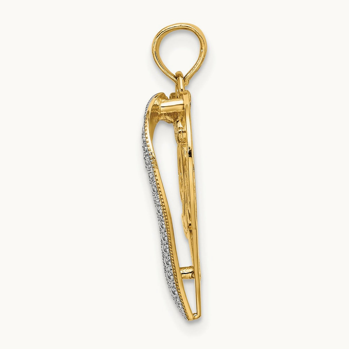 Heart Diamond-cut LOVE Charm, 14K with White Rhodium