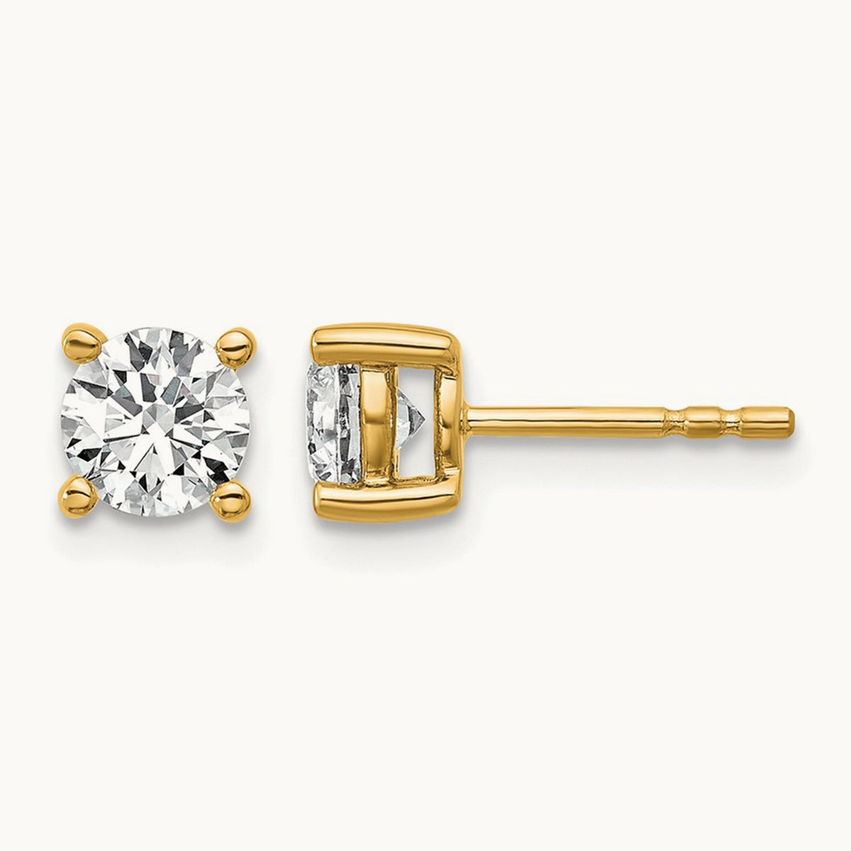 Round Heavyweight Stud Earrings, 0.10-7.00 ct tw Lab-Grown Diamond — 1 ct, 18K Yellow Gold
