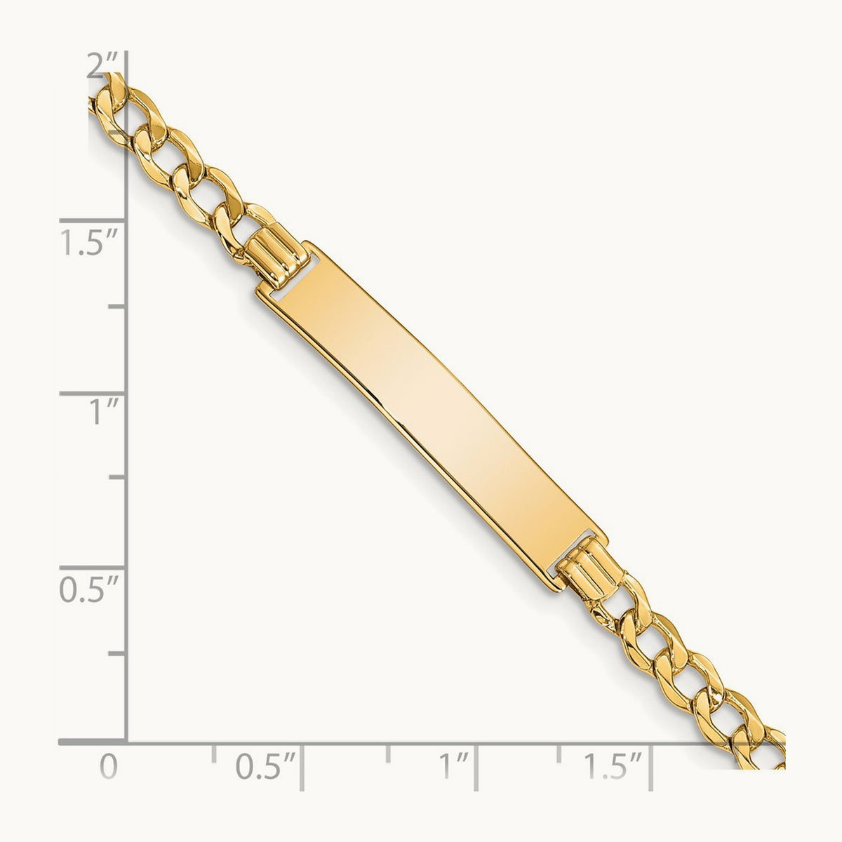Semi-solid Curb Link 6.75in Id Bracelet, 14K