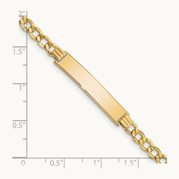 Semi-solid Curb Link 6.75in Id Bracelet, 14K