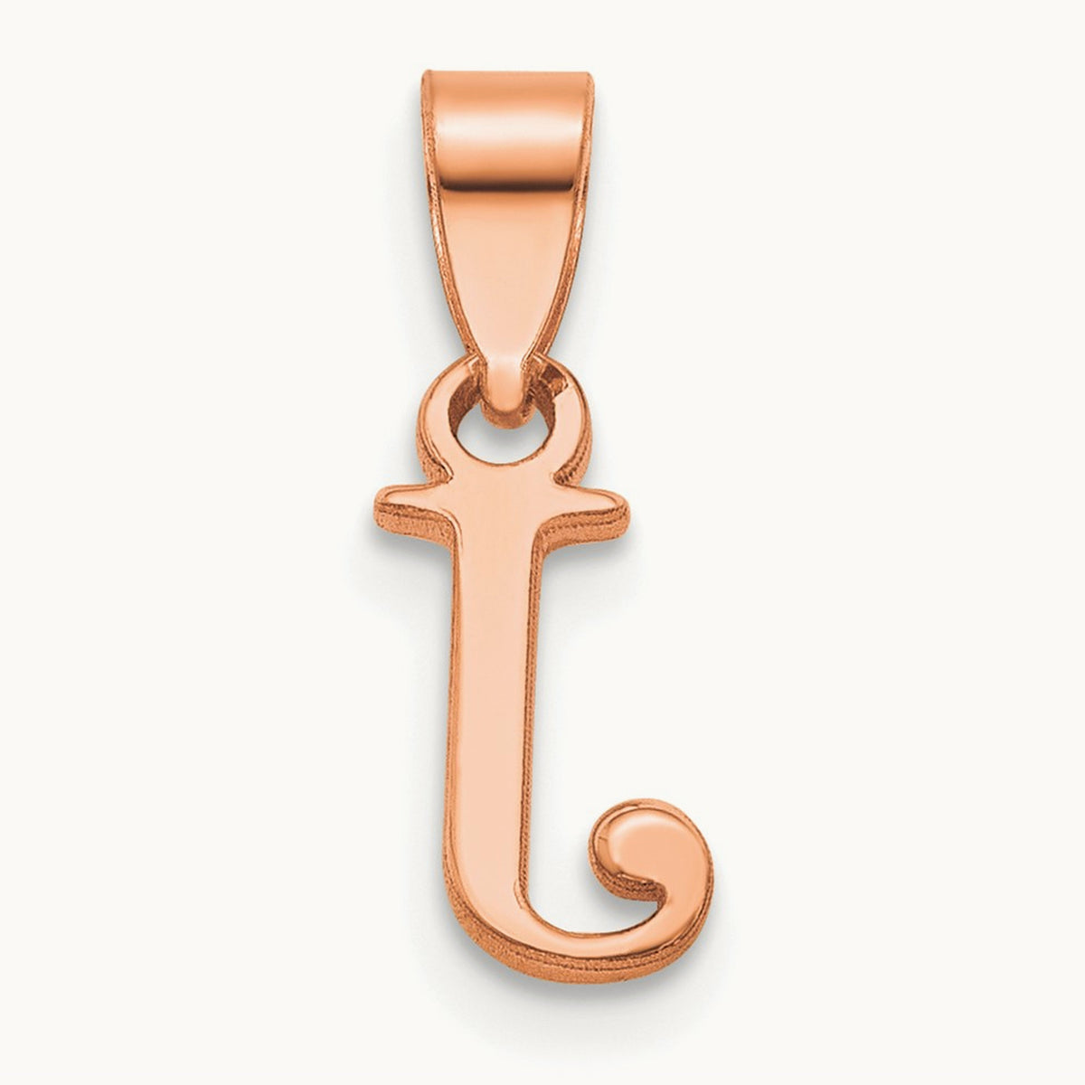 Polished Block Initial Pendant — 14K Rose Gold, J