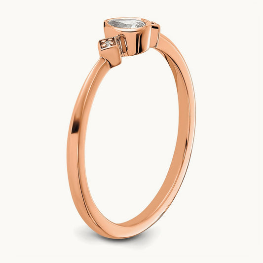 Petite Pear Complete Diamond Ring — 14K Rose Gold, 7