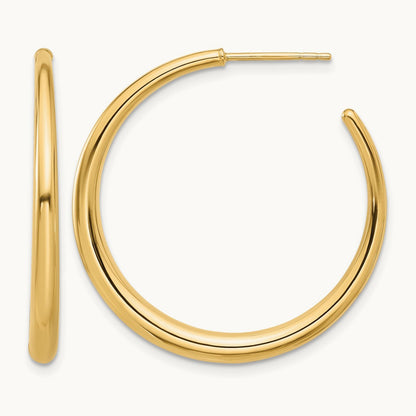Polished Hoop Post Earrings — 14K Yellow Gold