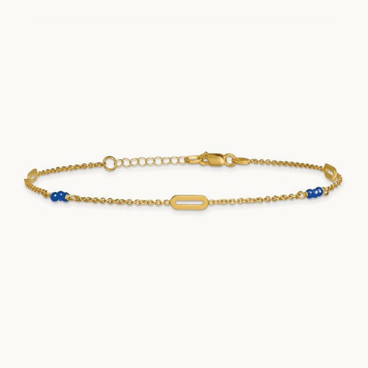 Polished Blue Spinel 9in Plus 1in ext Anklet, 14K