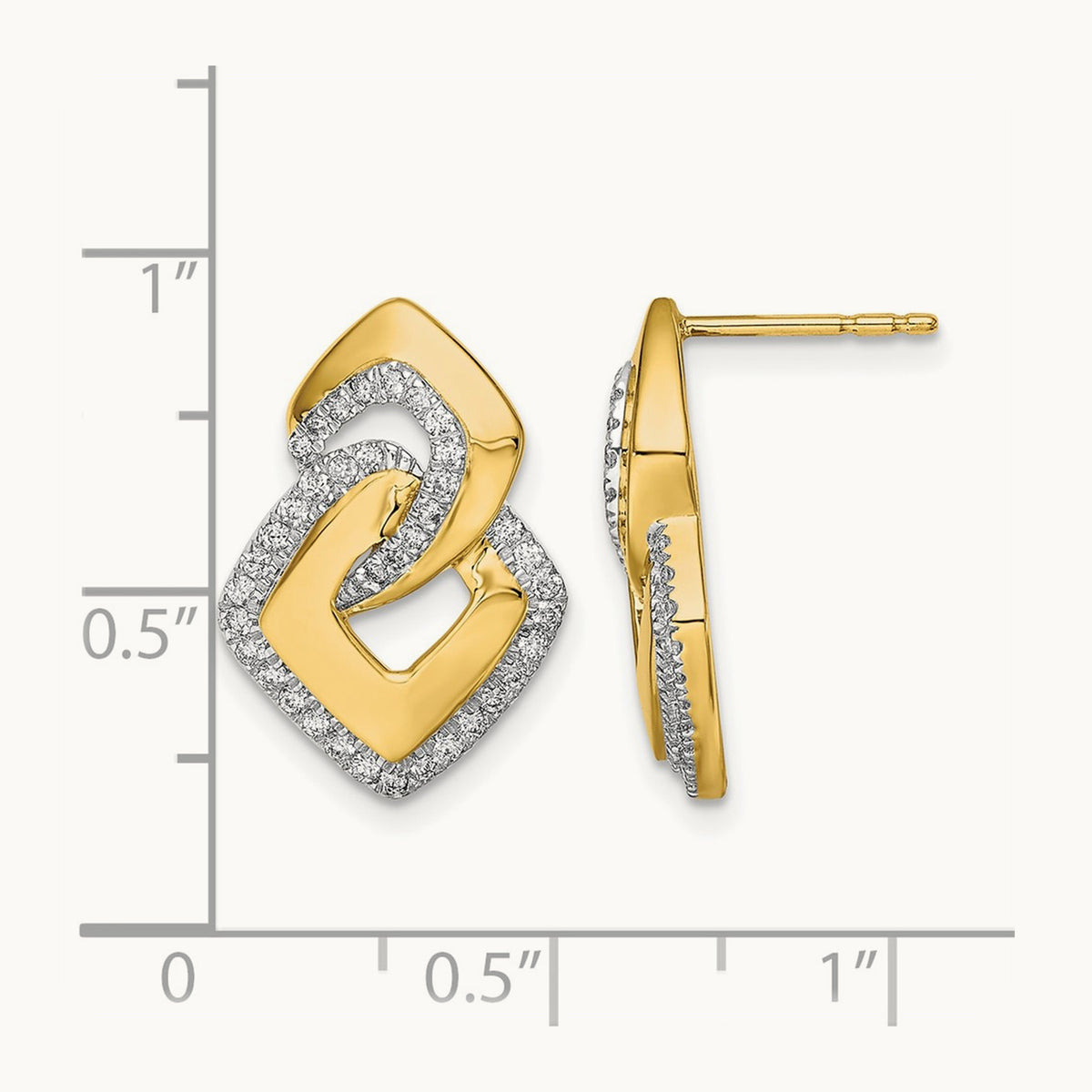 Polished Diamond Fancy Shaped Post Earrings, 14K