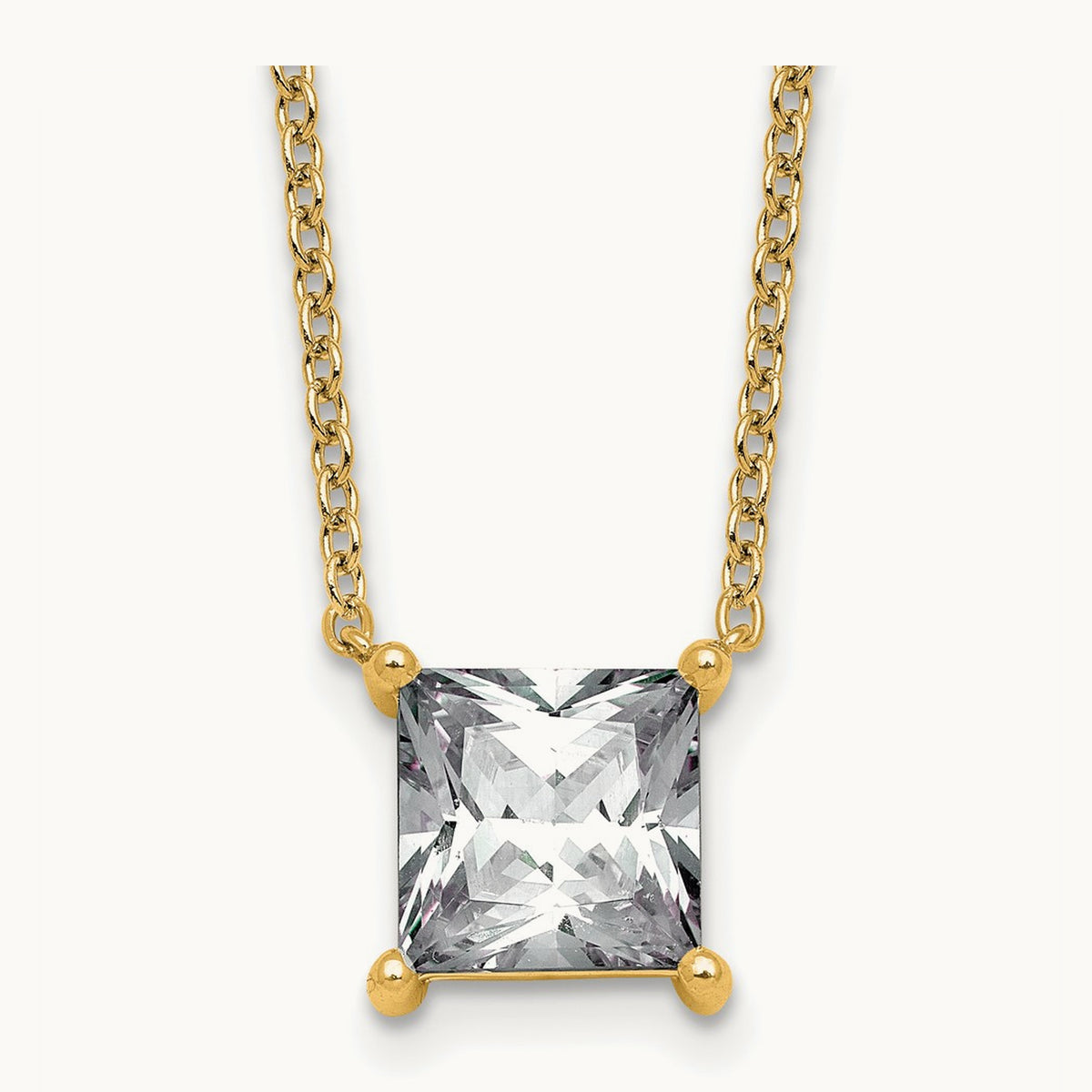 Princess Pendant Necklace, 0.25-4.00 ct tw Lab-Grown Diamond — 4 ct, 14K Yellow Gold