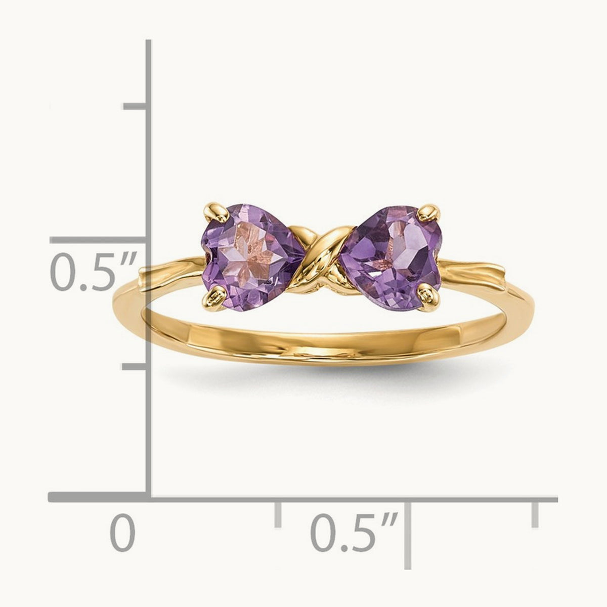 Polished Amethyst Bow Ring, 14K Gold