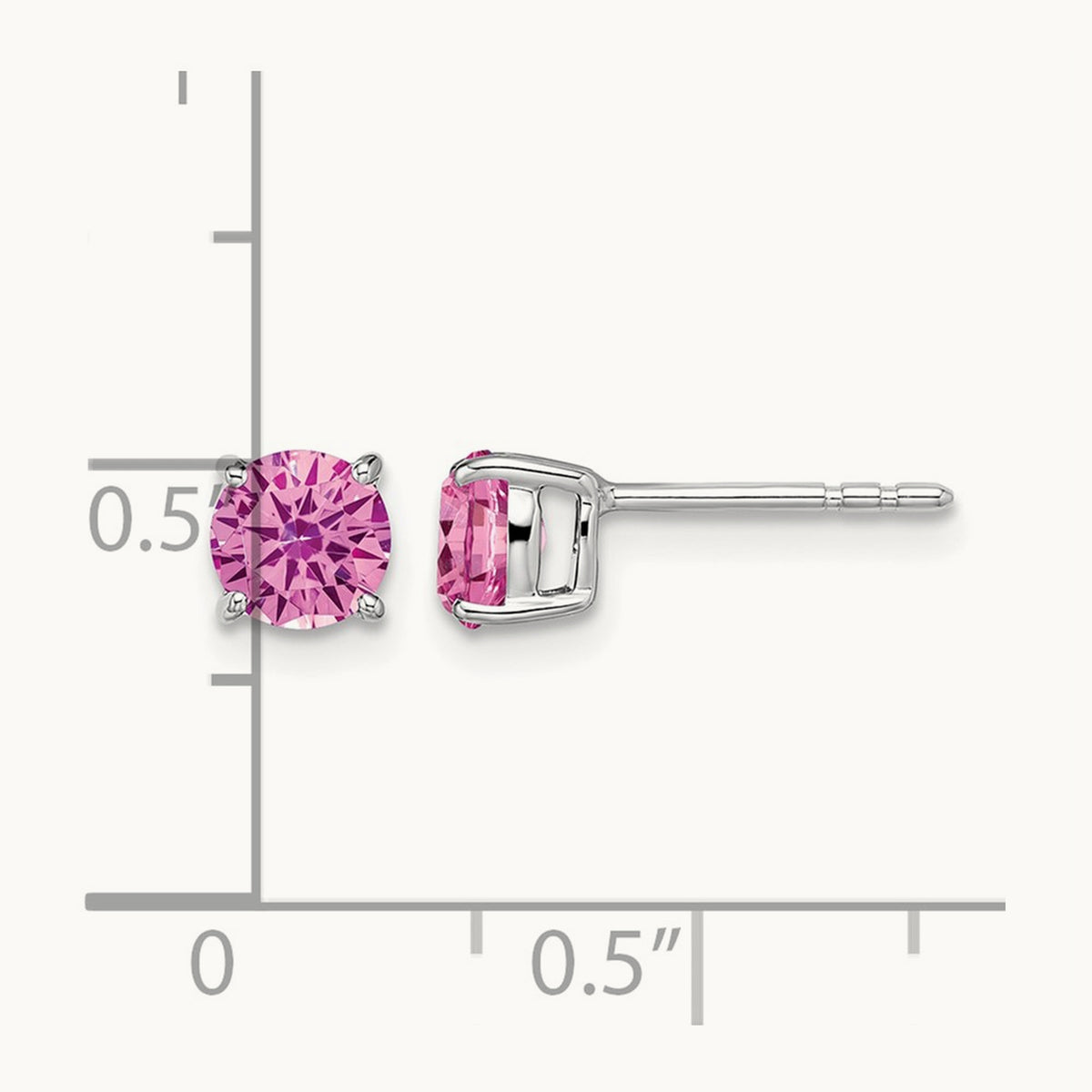 Round Created Pink Sapphire Earrings — 5.2mm