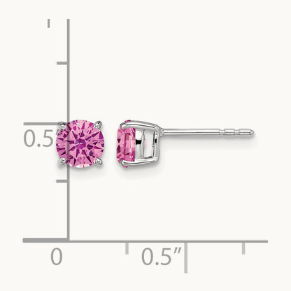 Round Created Pink Sapphire Earrings — 5.2mm